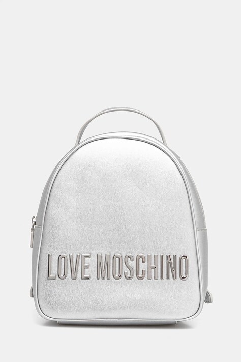 Love Moschino rucsac femei, culoarea argintiu, mic, cu imprimeu, JC4197PP1