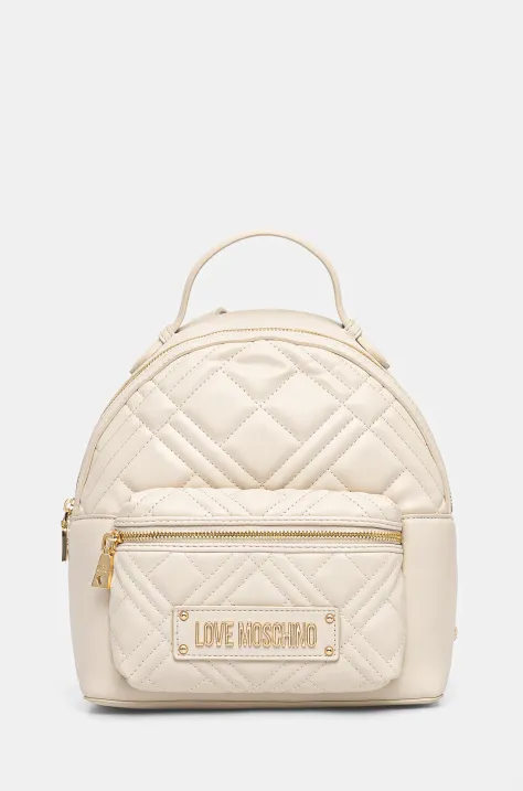 Love Moschino rucsac femei, culoarea bej, mic, cu imprimeu, JC4148PP1