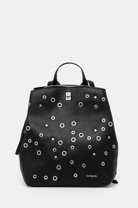 Desigual rucsac REBEL SUMY BLACK femei, culoarea negru, mic, cu imprimeu, 25SAKP19