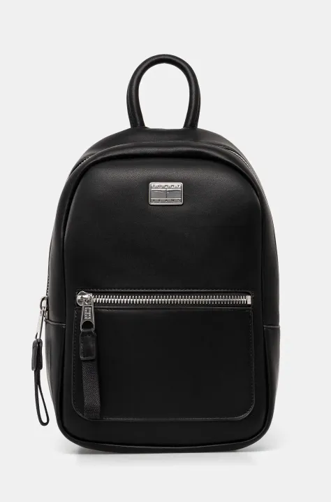 Tommy Jeans rucsac femei, culoarea negru, mic, neted, AW0AW17285