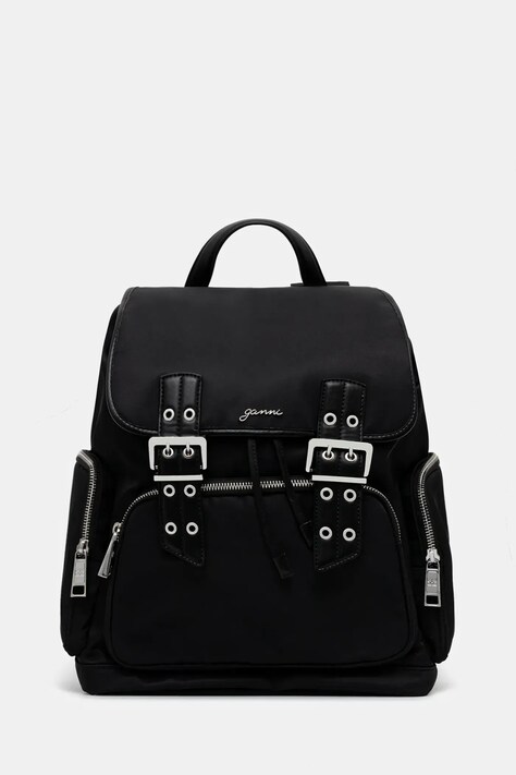 Batoh GANNI Bucky Backpack Nylon dámský, černá barva, velký, A6526
