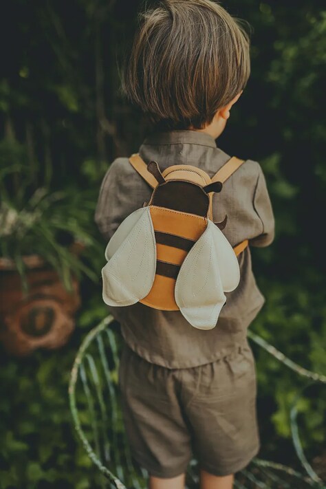 Dětský kožený batoh Donsje Mur Backpack Bee hnědá barva, malý, 5417401