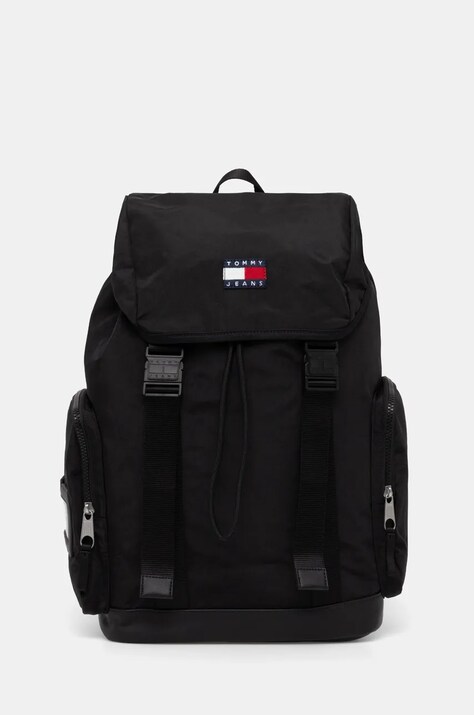 Batoh Tommy Jeans pánský, černá barva, velký, hladký, AM0AM13324
