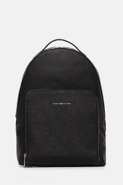 Kožený batoh Tommy Hilfiger pánský, černá barva, velký, hladký, AM0AM13072