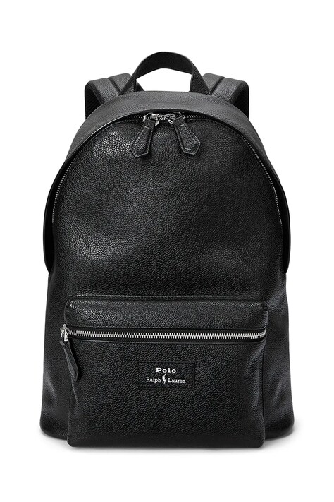 Polo Ralph Lauren ghiozdan de piele bărbați, culoarea negru, mare, uni, 405962456