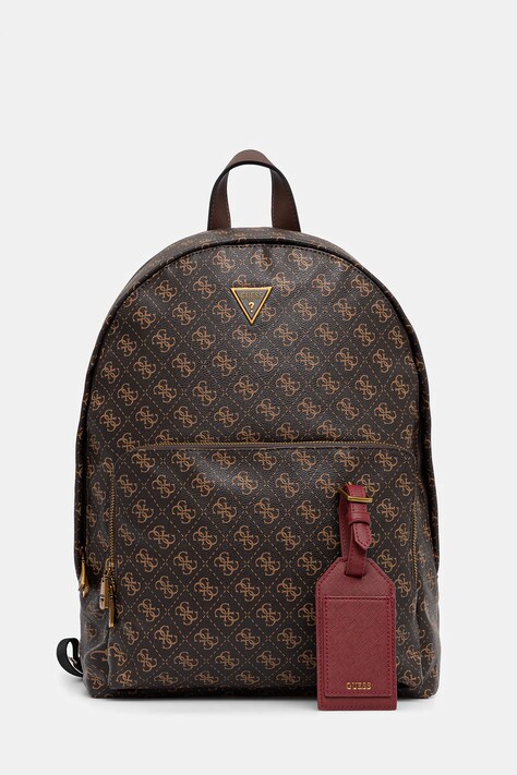 Guess rucsac MILANO bărbați, culoarea maro, mare, cu imprimeu, HMMILO P5219