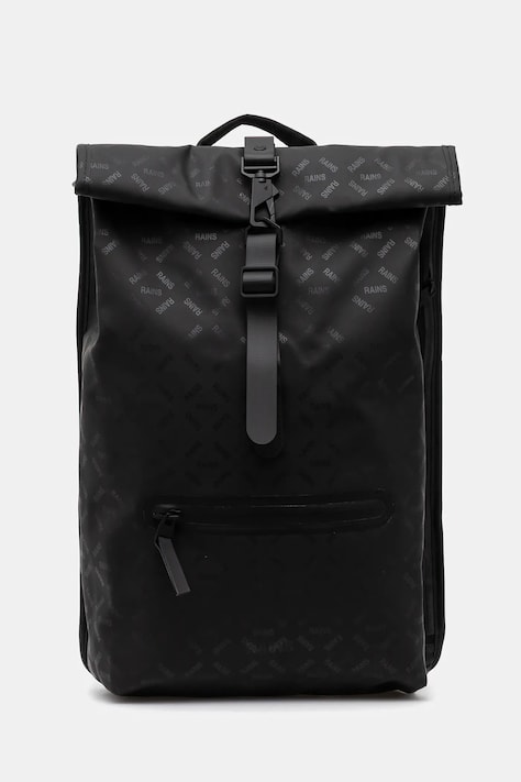 Rains rucsac Rolltop Rucksack W3 culoarea negru, mare, cu imprimeu, 13320