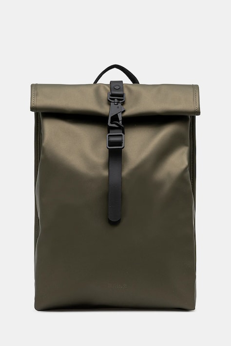 Rains rucsac Rolltop Rucksack Mini W3 culoarea verde, mare, uni, 13330