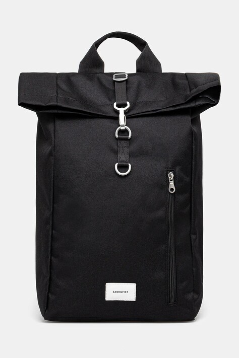 Раница Sandqvist Ground Rolltop L в черно голям размер с изчистен дизайн 250905994