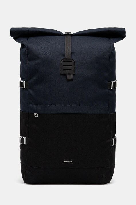 Sandqvist backpack Icon Rolltop L navy blue color smooth 251305504