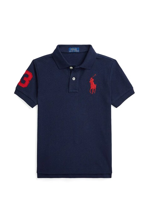 Polo Ralph Lauren tricouri polo din bumbac pentru copii culoarea albastru marin, cu imprimeu, 322703635100
