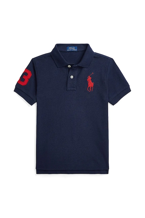 Polo Ralph Lauren tricouri polo din bumbac pentru copii culoarea albastru marin, cu imprimeu, 322703635100