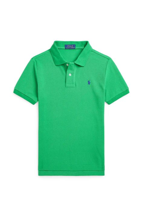 Detská bavlnená polokošeľa Polo Ralph Lauren zelená farba, jednofarebný, 323708857182