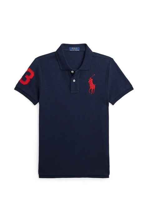 Polo Ralph Lauren tricouri polo din bumbac pentru copii culoarea albastru marin, cu imprimeu, 323708861113