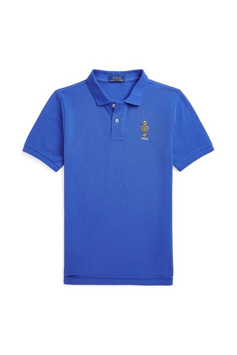Dětská bavlněná polokošile Polo Ralph Lauren modrá barva, 323952585002