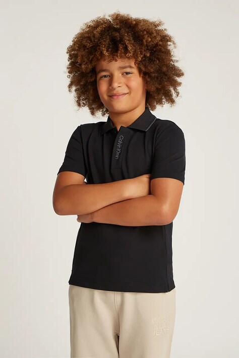Calvin Klein Jeans tricou polo copii 0 culoarea negru, neted, IB0IB02370