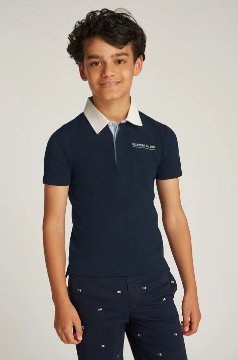 Dětské polo tričko Tommy Hilfiger černá barva, KB0KB09332