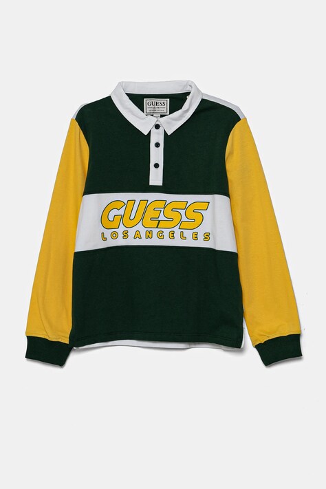 Guess longsleeve din bumbac pentru copii culoarea verde, modelator, L5RP00 KCNQ4