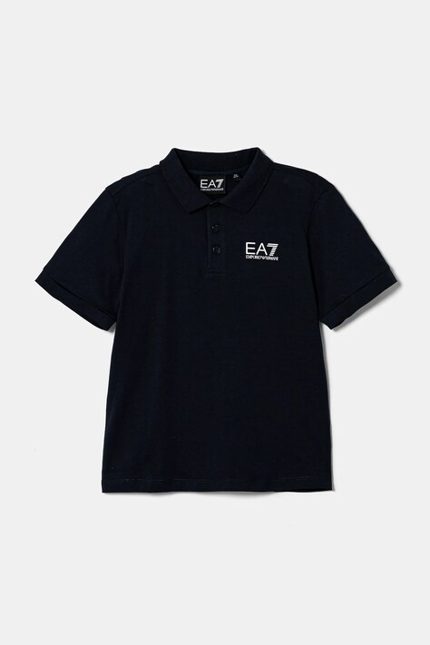 Dětská bavlněná polokošile EA7 Emporio Armani tmavomodrá barva, s potiskem, 7B000022 AF10378