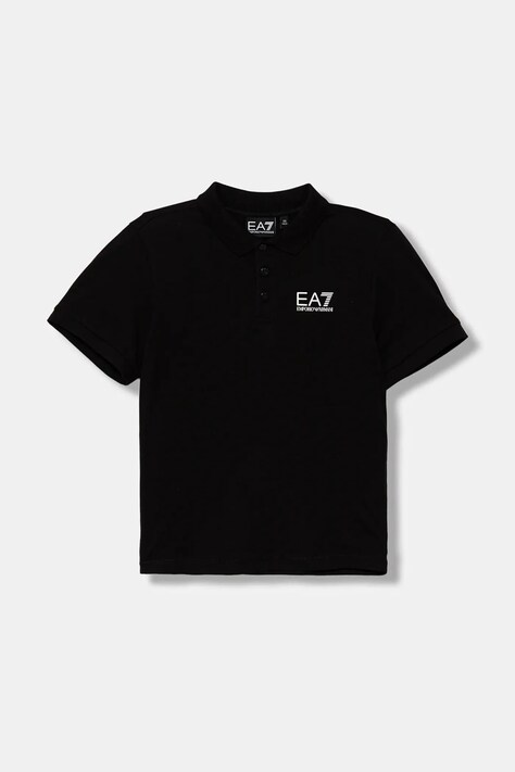 Παιδικά βαμβακερά μπλουζάκια πόλο EA7 Emporio Armani χρώμα: μαύρο, 7B000022 AF10378
