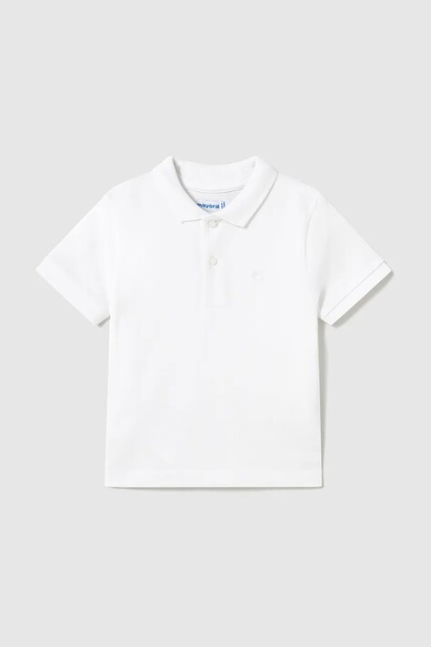 Mayoral tricouri polo din bumbac pentru copii culoarea alb, neted, 102