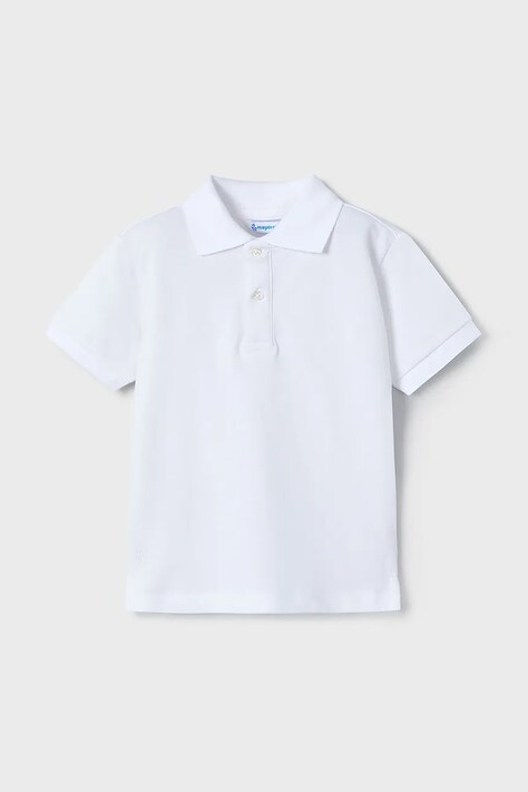 Mayoral tricouri polo din bumbac pentru copii culoarea alb, neted, 150