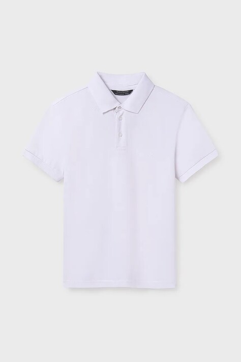 Mayoral tricouri polo din bumbac pentru copii culoarea alb, neted, 890