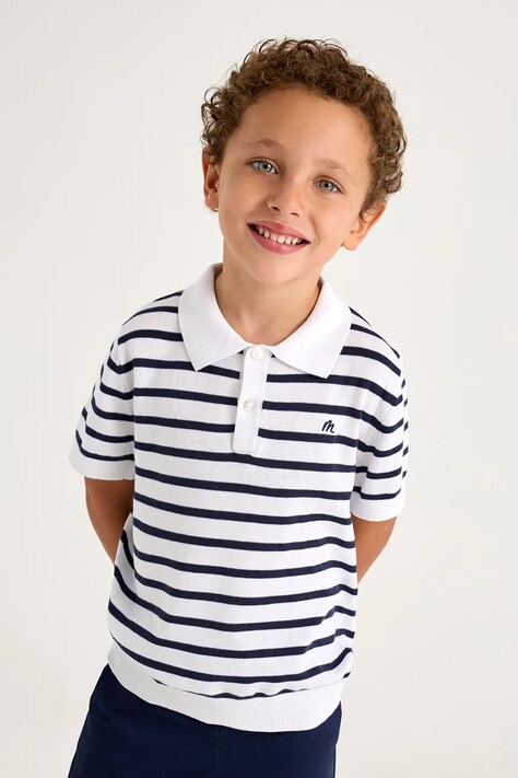 Mayoral tricou polo copii culoarea alb, modelator, 3104