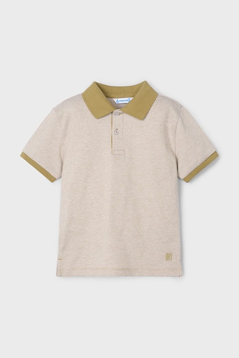 Mayoral tricou polo copii culoarea bej, neted, 3105