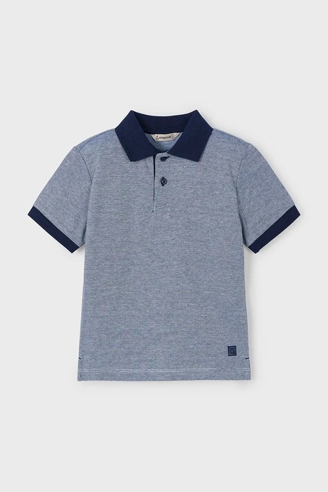 Mayoral tricou polo copii culoarea albastru marin, neted, 3105