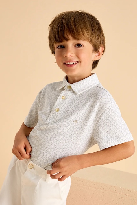 Mayoral tricou polo copii culoarea bej, modelator, 3101