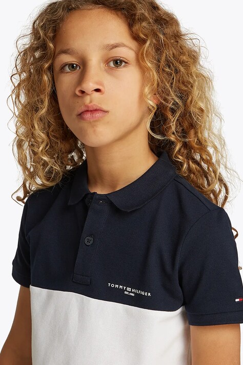 Tommy Hilfiger tricou polo copii culoarea alb, neted, KB0KB09527