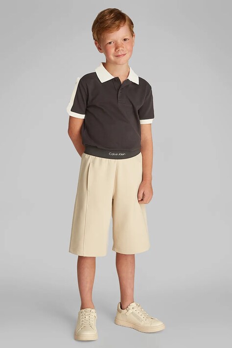 Calvin Klein Jeans tricou polo copii culoarea negru, neted, IB0IB02485