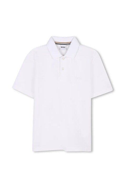 BOSS tricou polo copii culoarea alb, neted, J52042