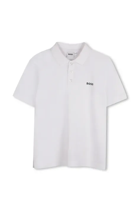 BOSS polo in lana bambino/a colore bianco J52014