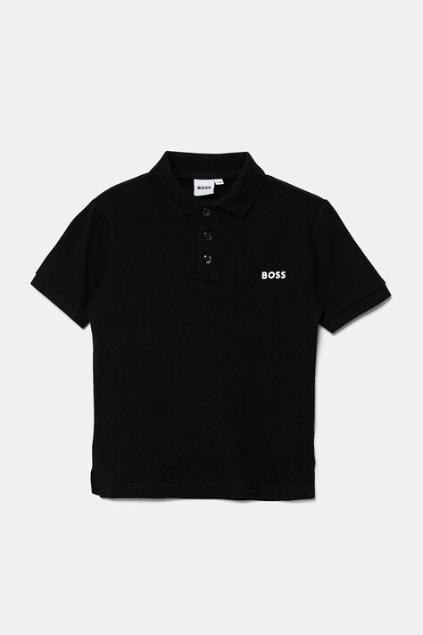 BOSS tricouri polo din bumbac pentru copii culoarea negru, cu imprimeu, J52014