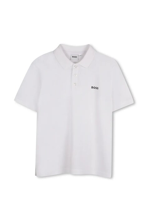 BOSS tricouri polo din bumbac pentru copii culoarea alb, cu imprimeu, J52014