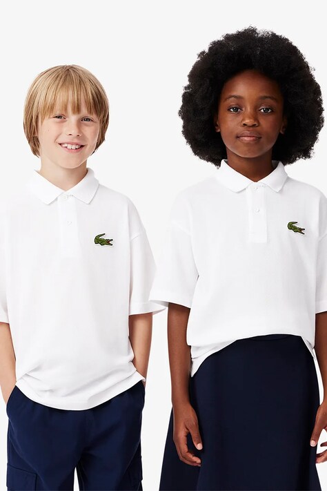 Lacoste polo in lana bambino/a colore bianco con applicazione PJ2482
