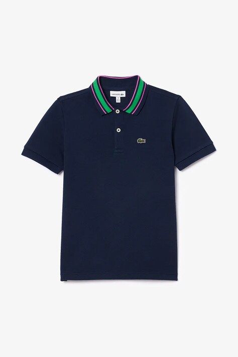 Lacoste tricouri polo din bumbac pentru copii culoarea albastru marin, neted, PJ8402