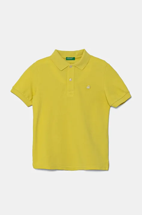 United Colors of Benetton polo bawełniane dziecięce kolor żółty gładki 3089C300Q