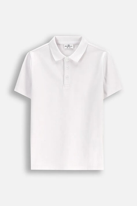Coccodrillo polo dziecięce kolor biały gładki EVERYDAY BOY