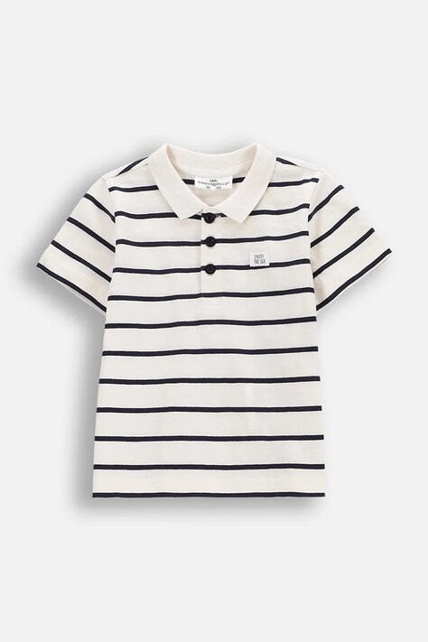Coccodrillo tricouri polo din bumbac pentru bebeluși culoarea bej, cu imprimeu, HOLIDAY SPLASH BOY NEWBORN