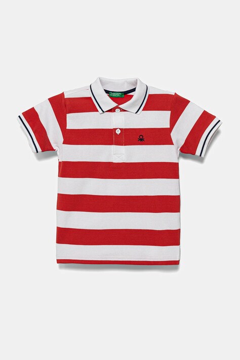 United Colors of Benetton tricouri polo din bumbac pentru copii culoarea rosu, cu imprimeu, 39QAG300V