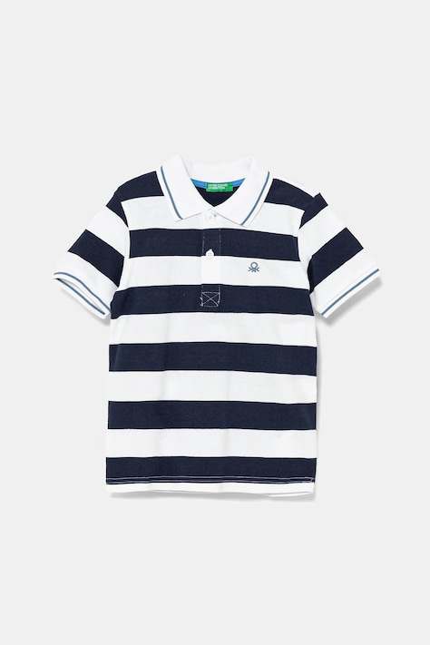 United Colors of Benetton tricouri polo din bumbac pentru copii culoarea bleumarin, cu imprimeu, 39QAG300V