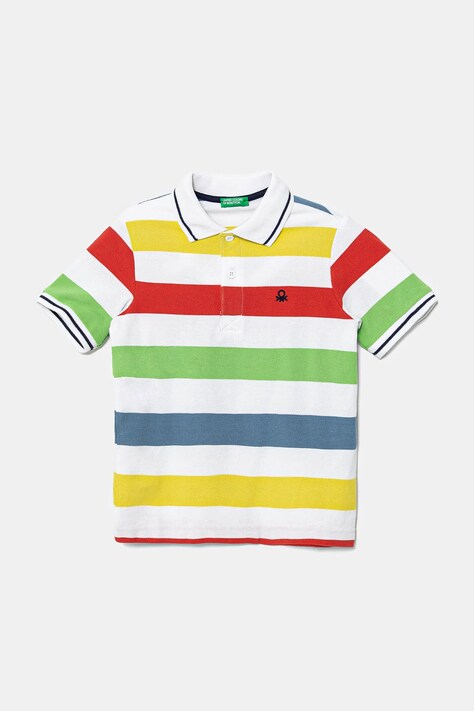 Детское хлопковое поло United Colors of Benetton цвет белый узорное 39QAC301T