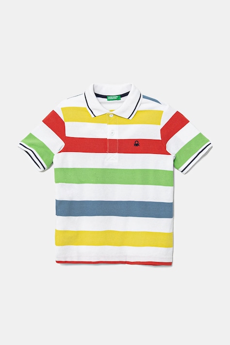 United Colors of Benetton gyerek pamut póló fehér, mintás, 39QAC301T