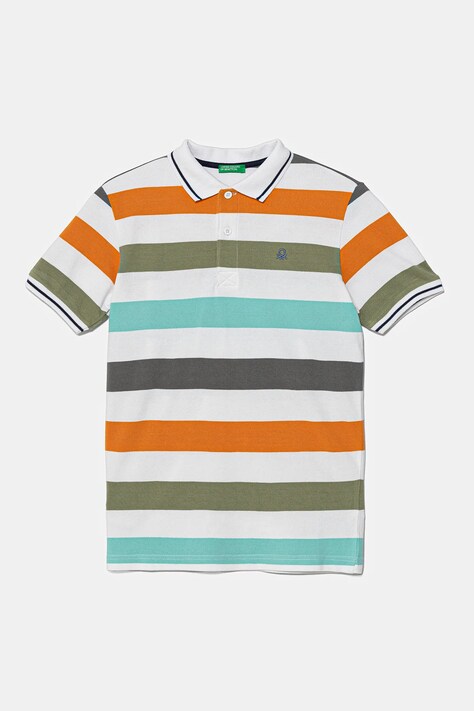 United Colors of Benetton tricouri polo din bumbac pentru copii culoarea portocaliu, cu imprimeu, 39QAC301T