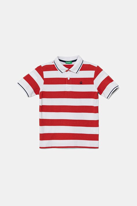 Детское хлопковое поло United Colors of Benetton цвет красный узорное 39QAC301T