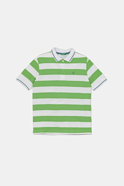 United Colors of Benetton tricouri polo din bumbac pentru copii culoarea verde, cu imprimeu, 39QAC301T