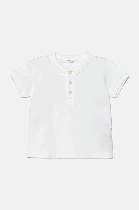 United Colors of Benetton tricou polo pentru copii culoarea alb, uni, 3WG9A3007